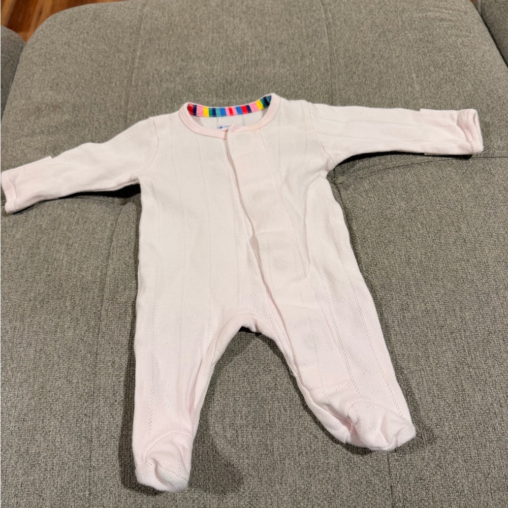 Magnetic Me Light Pink Footed One-Piece with Rainbow Trim